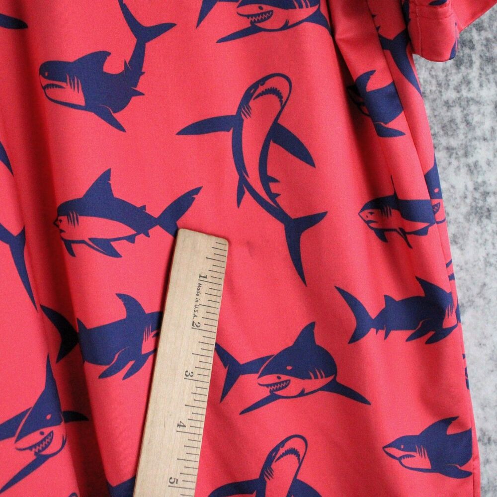 Waggle Polo Shirt Mens XL Red Shark Print Stretch Performance Golf - Picture 3 of 12